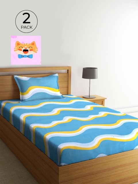 

KLOTTHE Pack of 2 Multicoloured 210 TC Single Bedsheet & Pillow Covers, Multi