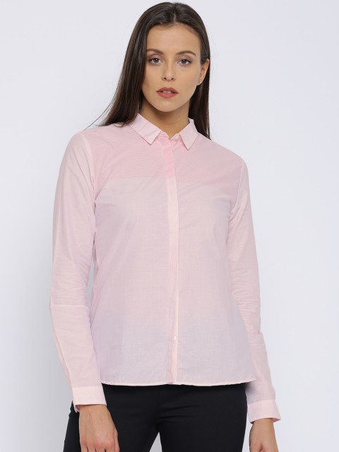 

Van Heusen Woman Women Pink Regular Fit Striped Casual Shirt