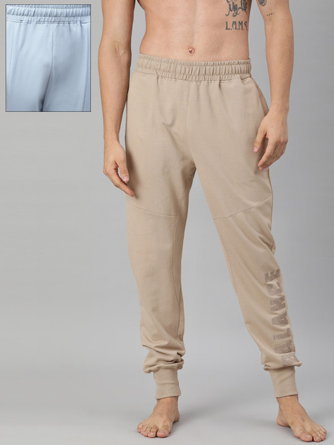 

HRX by Hrithik Roshan Men Pack of 2 Organic Cotton Bio-Wash Yoga Joggers, Blue
