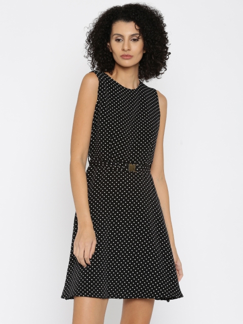 

Van Heusen Woman Black & White Polka Dot Print Fit & Flare Dress