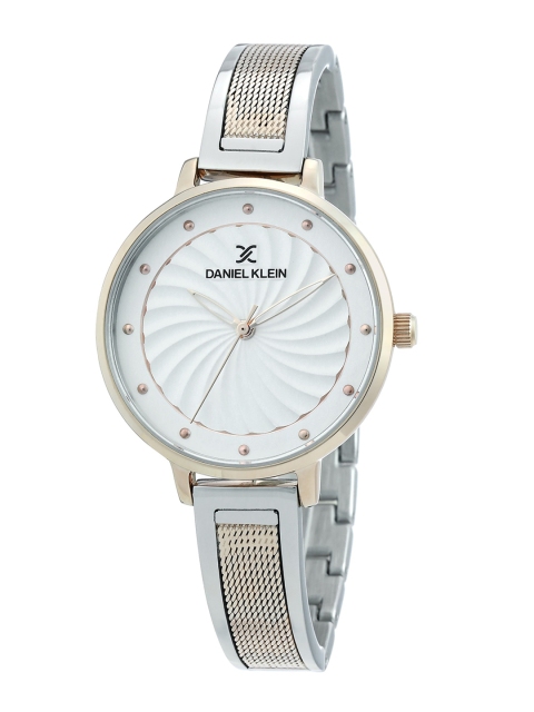 

Daniel Klein Women Silver-Toned Patterned Dial & Rose Gold Toned Stainless Steel Bracelet Style Straps Watch