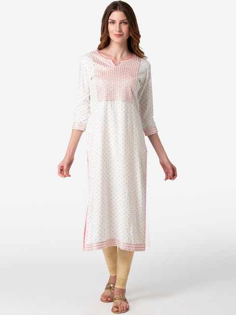 

FASHION DEPTH Women White Chikankari Kurta