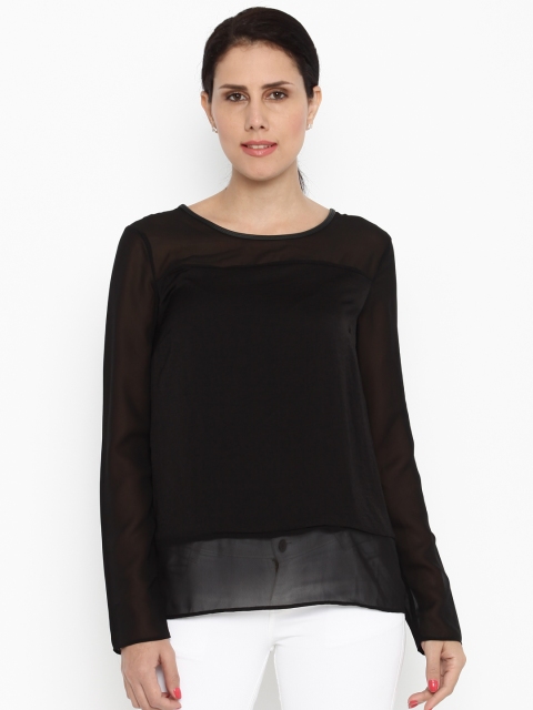 

Van Heusen Woman Women Black Solid Sheer Top