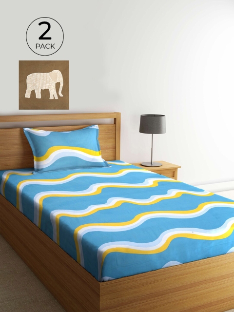

KLOTTHE Brown & White Geometric 210 TC 2 Single Bedsheet with 2 Pillow Covers