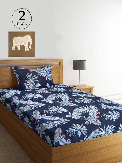 

KLOTTHE Brown & Beige Floral 210 TC 2 Single Bedsheet with 2 Pillow Covers