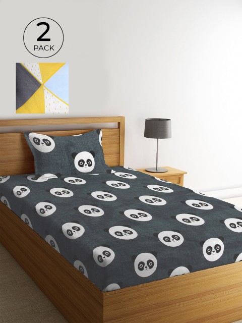 

KLOTTHE Blue & Yellow Geometric 210 TC 2 Single Bedsheet with 2 Pillow Covers