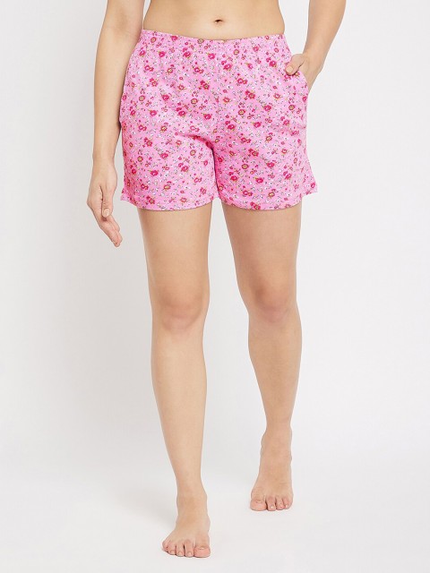 

Clovia Women Pink & Red Printed Lounge Shorts