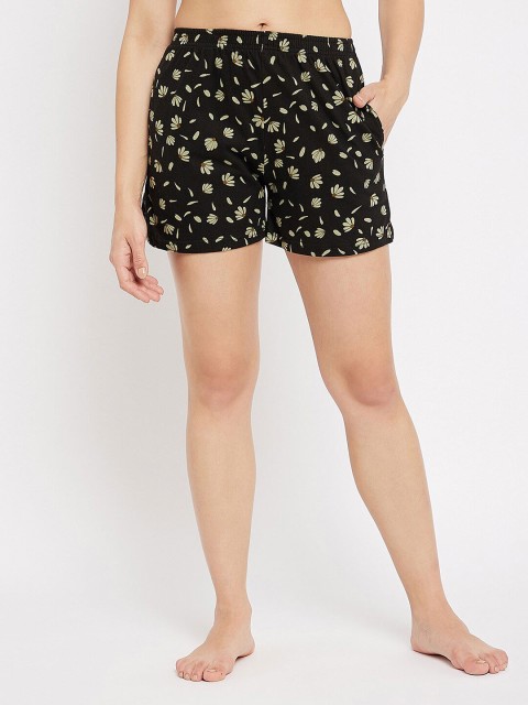 

Clovia Women Black & Yellow Printed Lounge Shorts