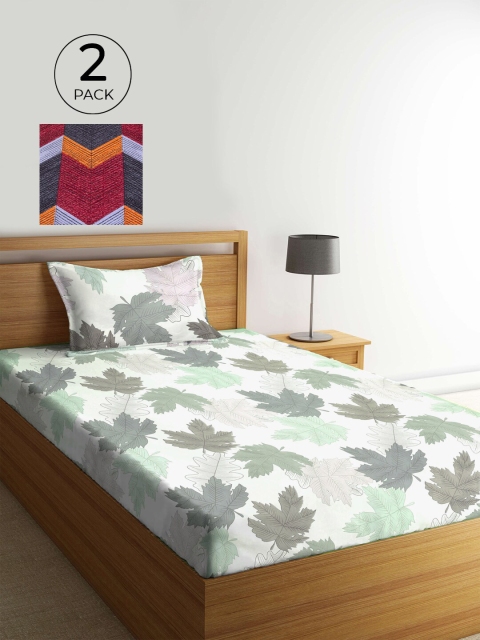 

KLOTTHE Multicoloured Floral 210 TC 2 Single Bedsheet with 2 Pillow Covers, Multi