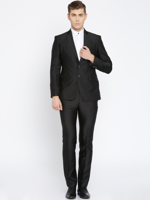 

Park Avenue Black Single-Breasted Super-Slim Fit Patterned Two-Piece Suit