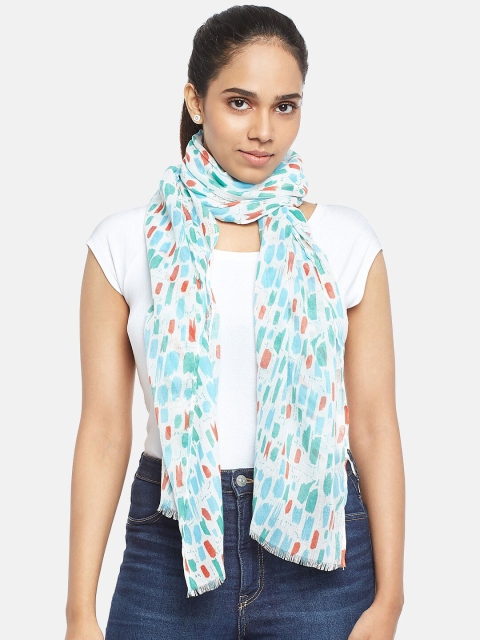 

Honey by Pantaloons Women White & Green Printed Scarf