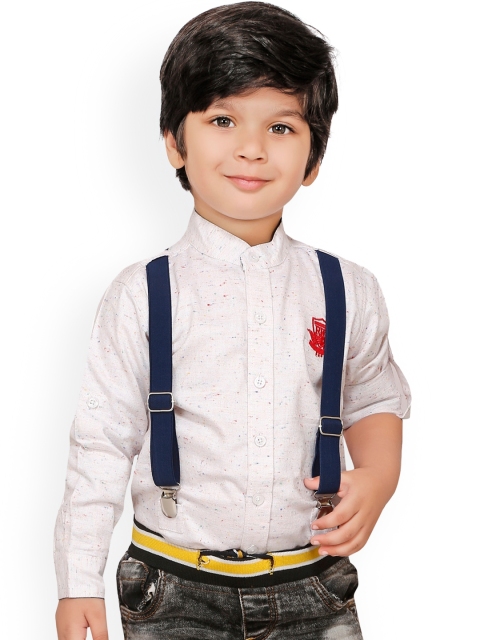 

RIKIDOOS Boys Off White Opaque Casual Shirt With Suspender