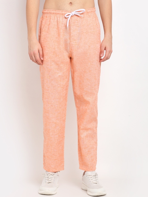 

Jainish Men Linen Cotton Track Pants, Orange