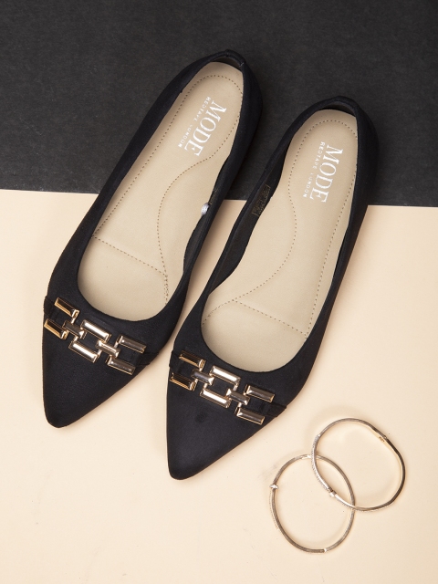 

Mode by Red Tape Women Black Ballerinas with Buckles Flats