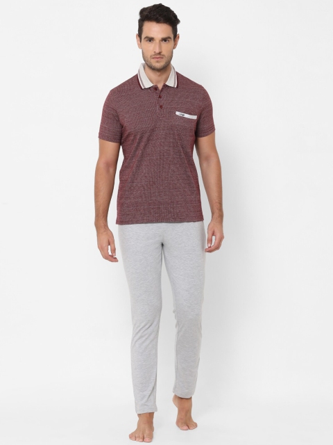 

Sweet Dreams Men Grey Melange & Maroon Night suit