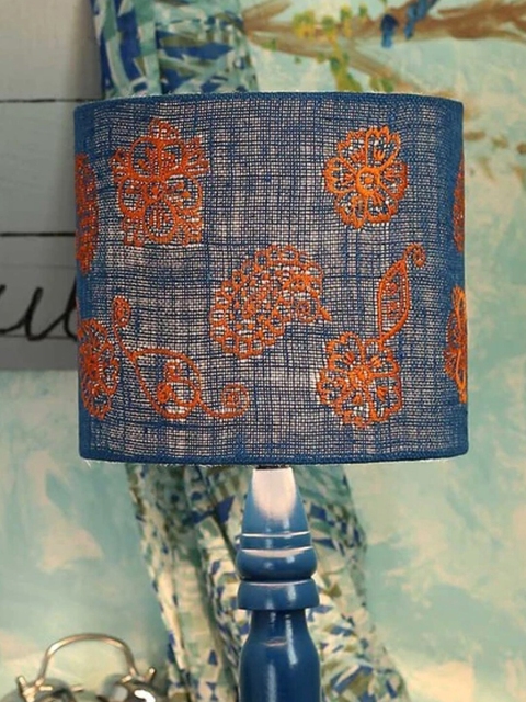 

green girgit Blue & Orange Ambee Embroidered Fabric Contemporary Table Lamp Shade