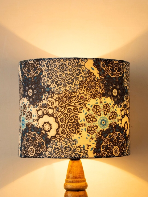 

green girgit Blue & Beige Batik Printed Fabric Contemporary Table Lamp Shade