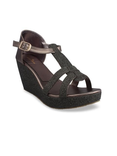 

pelle albero Charcoal Grey Embellished Wedge Sandals Heels