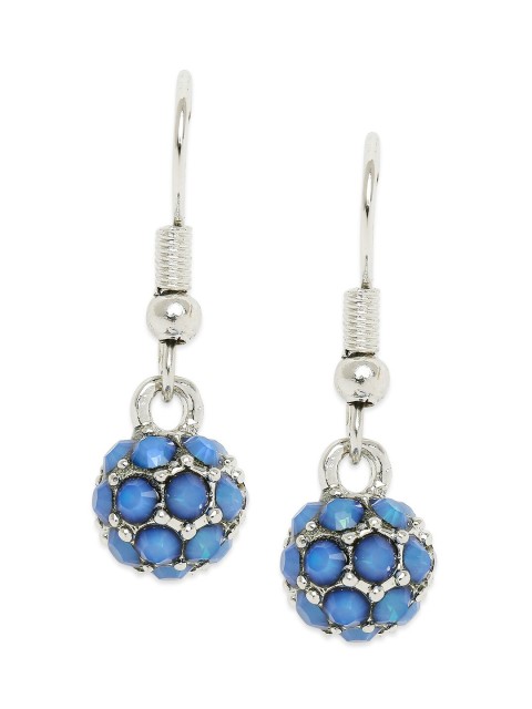 

Mahi Blue Rhodium-Plated Contemporary Drop Earrings