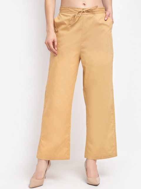 

GRACIT Women Beige Cemric Cotton Loose Fit Parallel Trousers