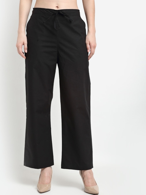 

GRACIT Women Black Solid Loose Fit Parallel Trousers