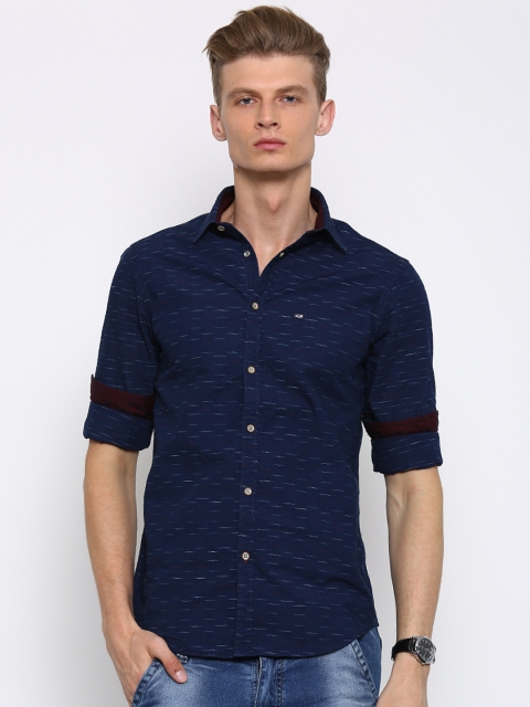 

Arrow Sport Men Navy Slim Fit Self-Design Casual Shirt, Navy blue