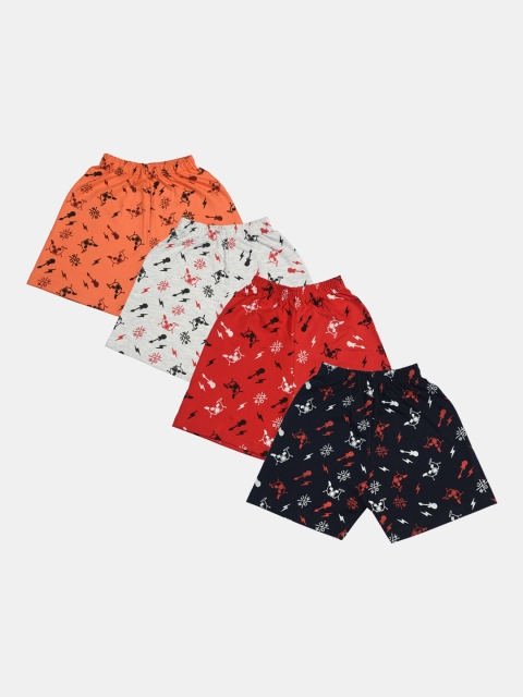

Fabshio Boys Pack of 4 Printed High-Rise Regular Shorts, Black