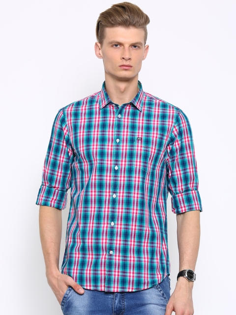 

Arrow Sport Men Sea Green & Pink Slim Fit Checked Casual Shirt