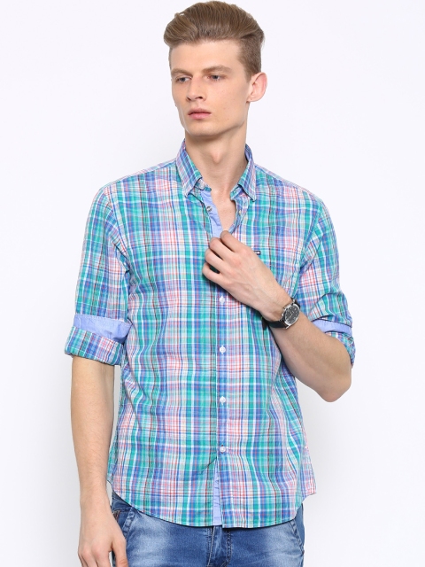 

Arrow Sport Men Blue & Green Slim Fit Checked Casual Shirt