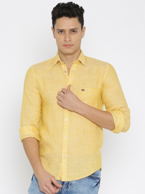 

Arrow Sport Men Mustard Yellow Linen Casual Shirt