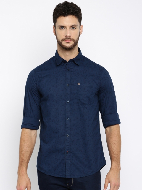 

Arrow Blue Jean Co. Men Navy Slim Fit Printed Casual Shirt, Navy blue