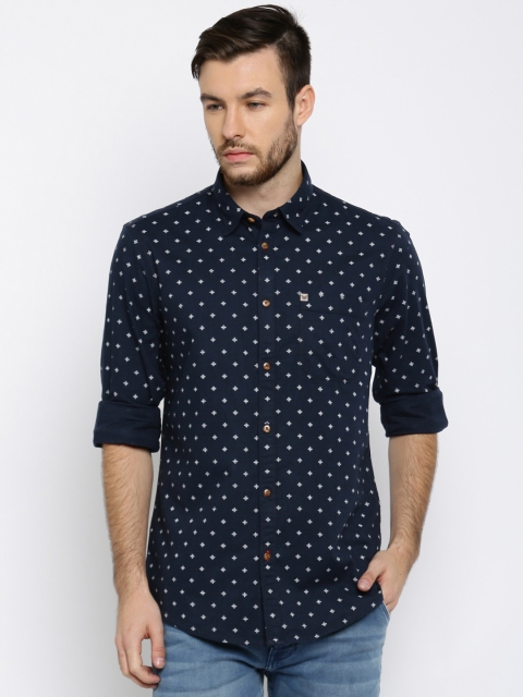 

Arrow Blue Jean Co. Men Navy Slim Fit Printed Casual Shirt, Navy blue