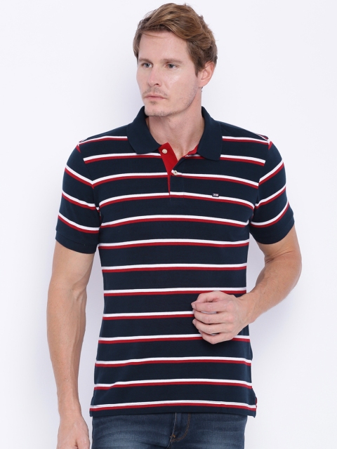 

Arrow Sport Men Navy Blue Striped Polo T-Shirt