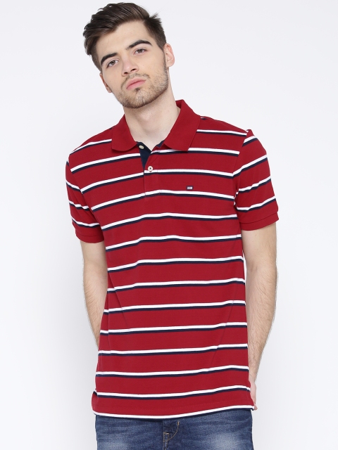

Arrow Sport Men Red & White Striped Polo T-shirt