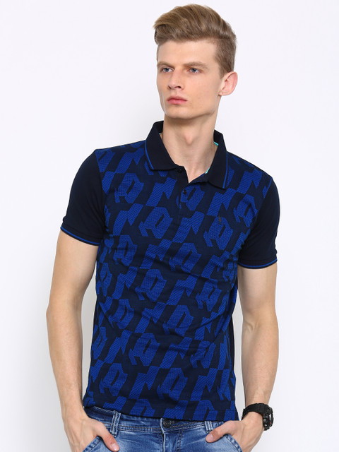 

Arrow New York Men Navy Printed Polo T-shirt, Navy blue