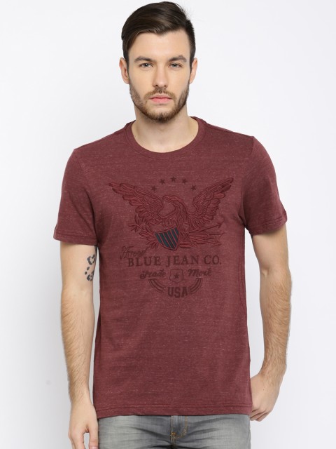 

Arrow Blue Jean Co. Men Maroon Printed T-Shirt