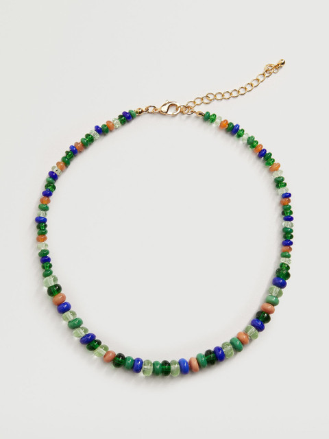 

MANGO Green & Blue Beaded Necklace