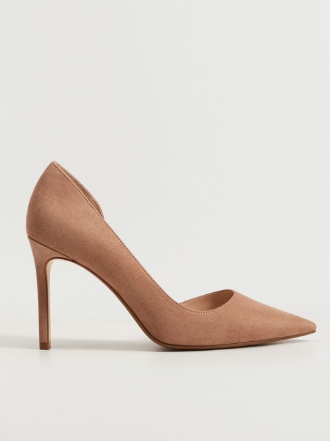 

MANGO Women Beige Suede Finish Pumps