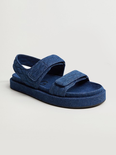 

MANGO Women Blue Solid Denim Open Toe Flats