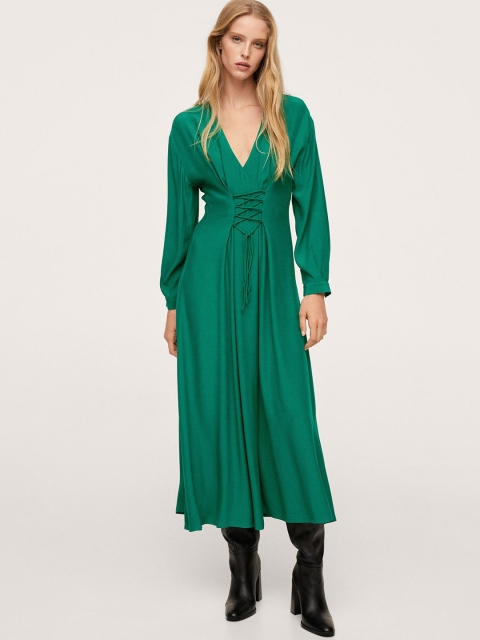 

MANGO Green Wrap Midi Dress