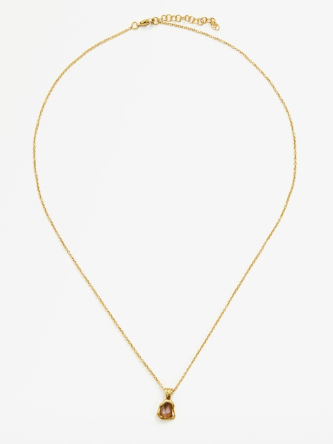 

MANGO Gold-Toned & Mauve Beaded Necklace