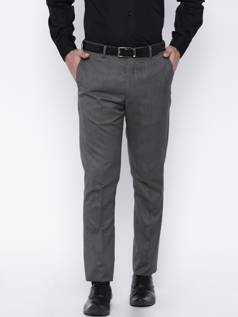 

Arrow Men Charcoal Grey Tapered Fit Solid Formal Trousers
