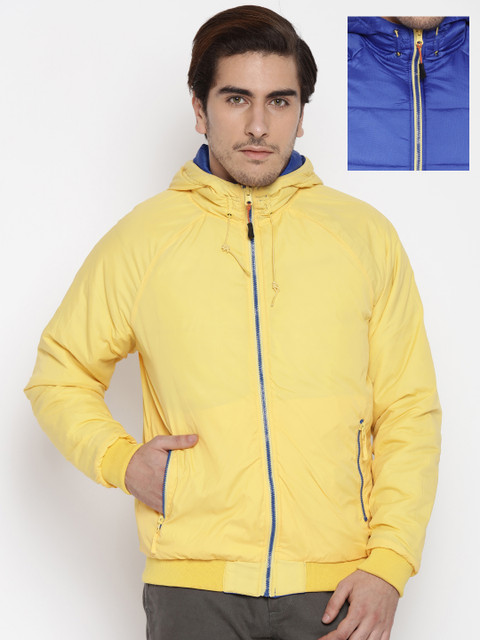 

Fame Forever By Lifestyle Men Yellow Hooded Reversible Padded Jacket