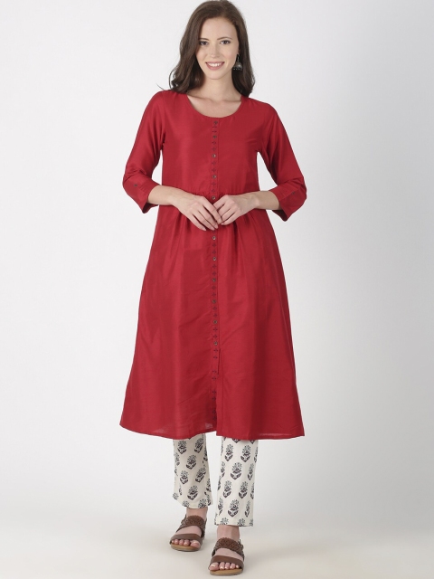 

Saffron Threads Women Maroon Solid Kurta