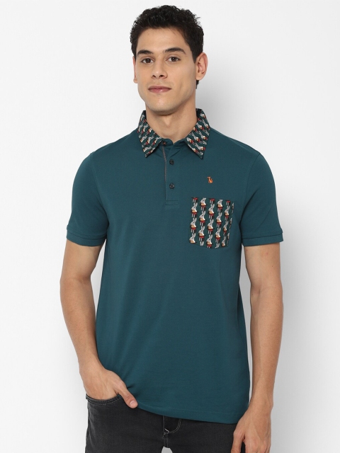 

SIMON CARTER LONDON Men Blue Printed Polo Collar Pockets Slim Fit T-shirt