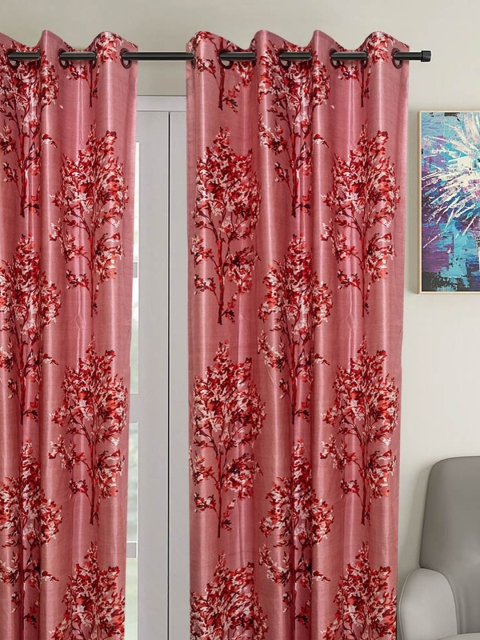 

SHIVANAA HOMES Pink & Red Floral Door Curtain