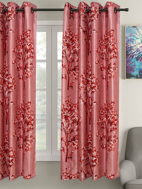 

SHIVANAA HOMES Pink & White Floral Window Curtain