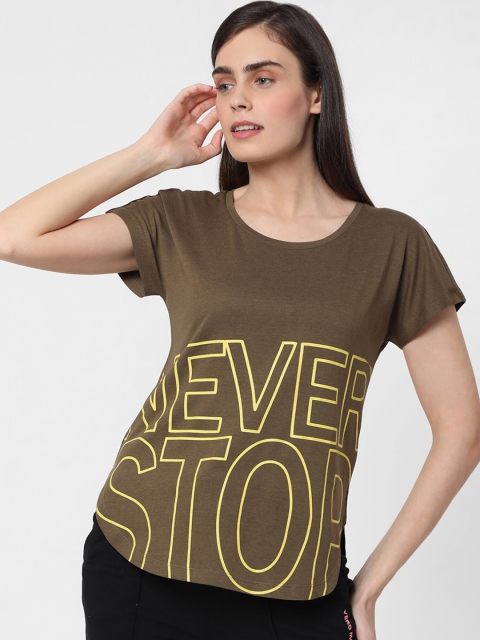 

Vero Moda Olive Green Printed Lounge T-shirt