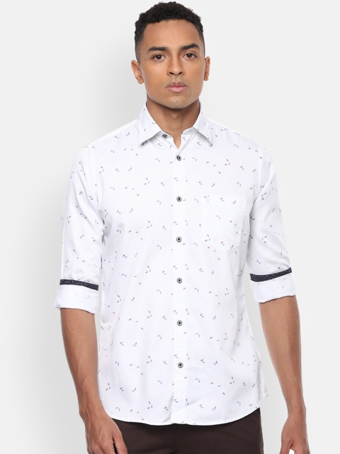 

Van Heusen Sport Men White Slim Fit Opaque Printed Pure Cotton Casual Shirt