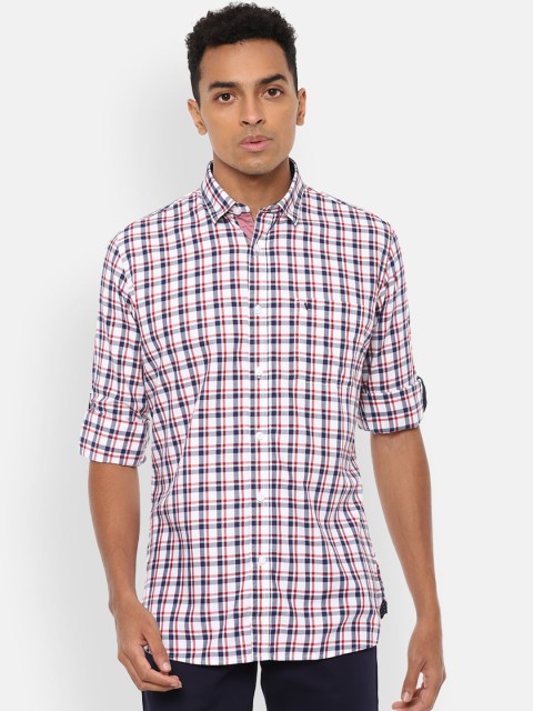 

Van Heusen Sport Men White Slim Fit Opaque Checked Pure Cotton Casual Shirt